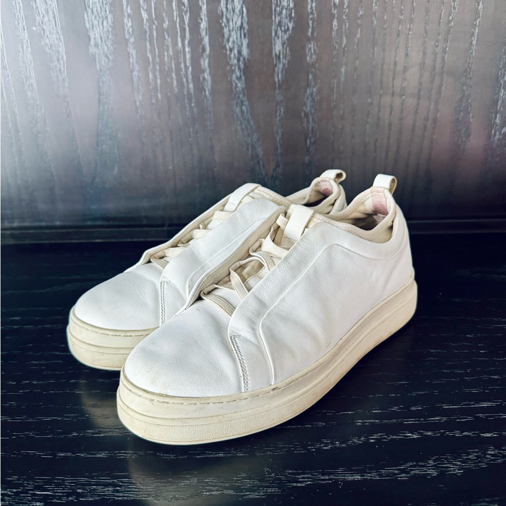 JSlides White Leather Platform Sneakers